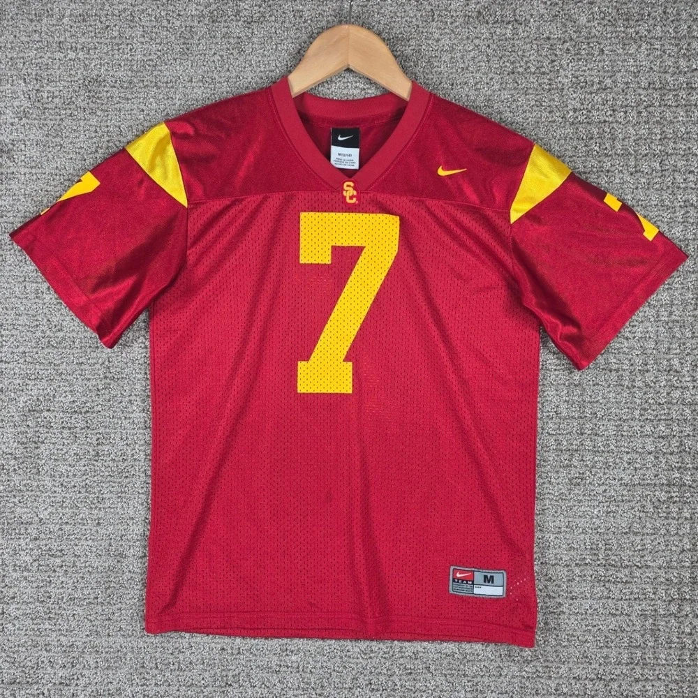 Nike USC Trojans Youth Football Jersey‎ Red Yellow Size Medium 12-14 #7